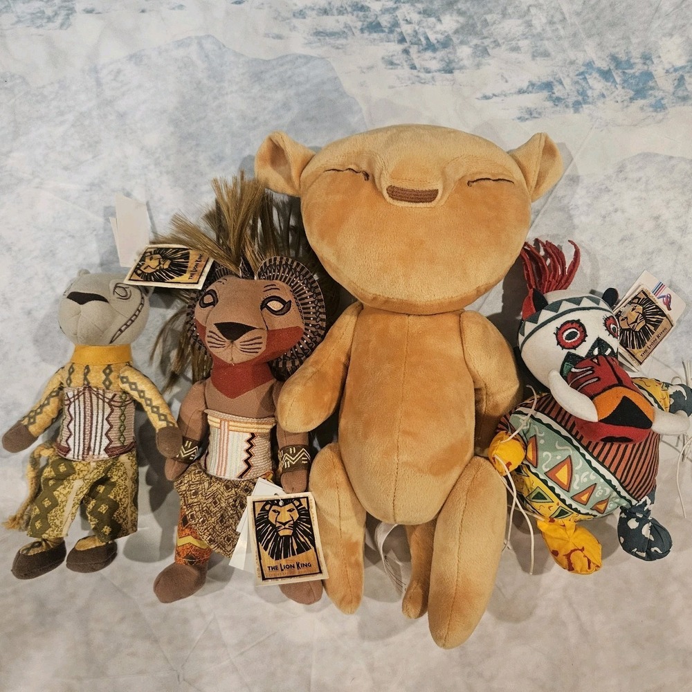 Disney Lion‎ King Broadway Musical Simba Nala Trickster #3 Plush Lot Of 4